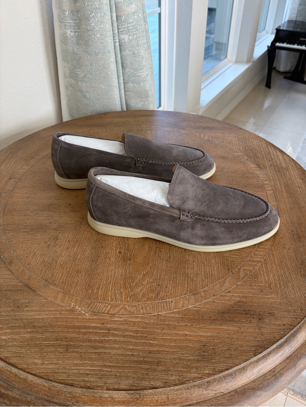 Miramonti Suede Slip-On Loafers In Grey